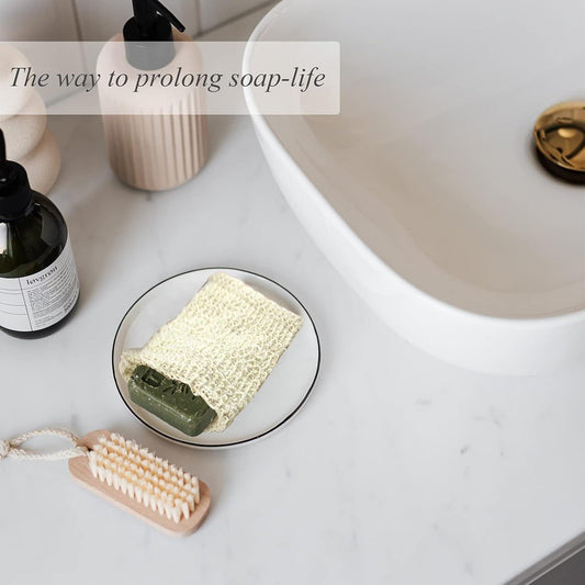 Earth & Pebble natural sisal soap saver bag for handmade soap bars and gentle exfoliation
