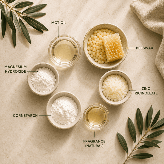 Earth & Pebble natural aluminum-free deodorant with magnesium hydroxide and zinc ricinoleate