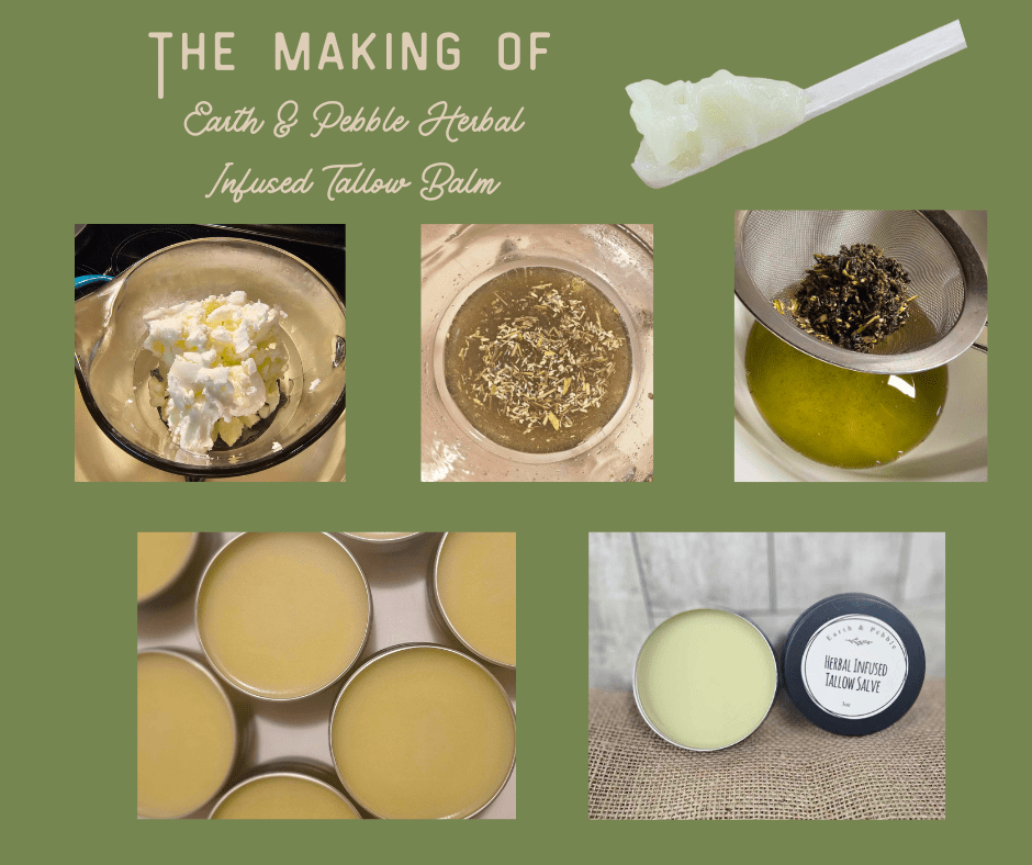 Natural herbal infused tallow salve handcrafted with healing botanicals