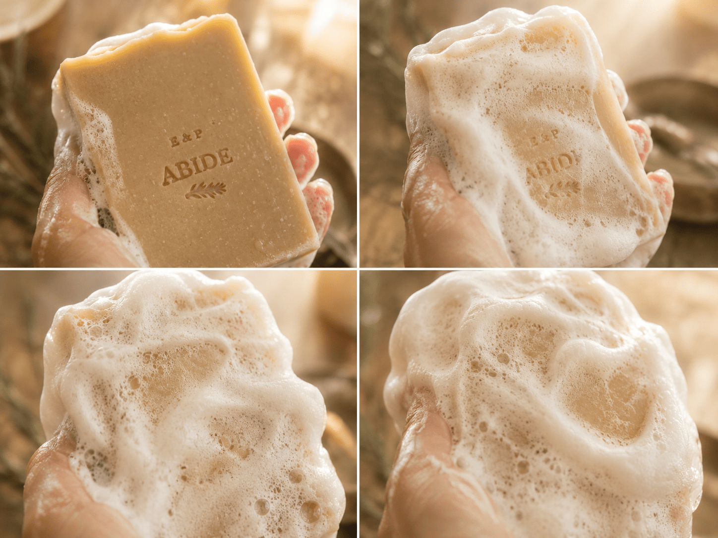 Earth & Pebble Abide sheep tallow soap with frankincense, cedarwood, and lavender essential oils