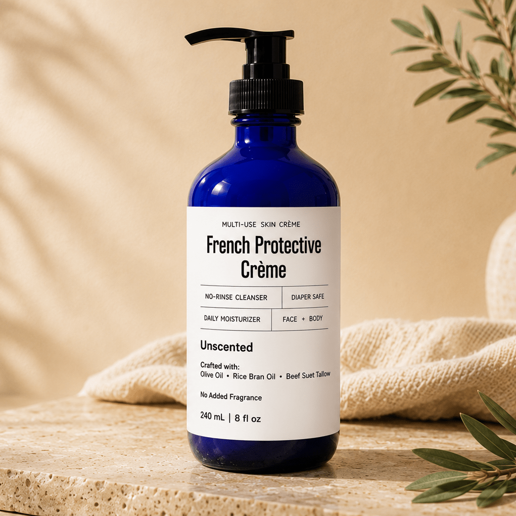 Earth & Pebble French Protective Crème traditional tallow liniment for gentle no-rinse baby and family skincare
