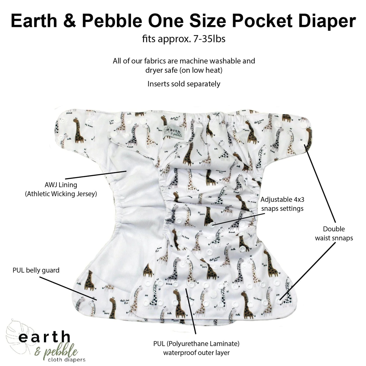 One Size Pocket Diaper - Wild Friends